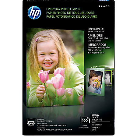 HP Everyday Photo Paper for Inkjet Printers, Glossy, 4