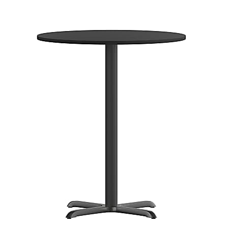 Flash Furniture Round Bar-Height Table With X-Style Base, 43-1/8"H x 30"W x 30"D, Black