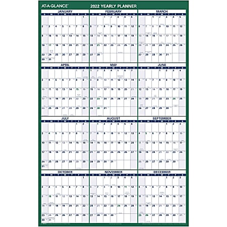 AT-A-GLANCE® Erasable Wall Calendar With Planning Space, 48" x 32", January 2022 To December 2022, PM31028