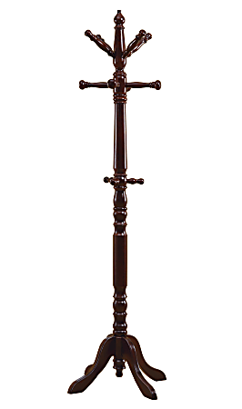 Monarch Specialties 11-Hook Wood Coat Rack, Dark Cherry