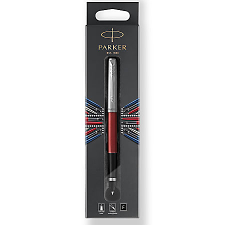 Parker® Jotter Rollerball Pen, Fine Point, 0.5 mm, Red/Stainless-Steel Barrel, Black Ink