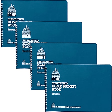 Dome Simplified Home Budget Book - 64 Sheet(s) - Wire Bound - 10.50" x 7.50" Sheet Size - White - White Sheet(s) - Blue Cover - Recycled - 4 / Bundle