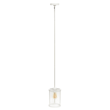 Lalia Home 1-Light Adjustable Hanging Cylindrical Glass Pendant Fixture, 6-3/4"W, Clear Shade/White Base