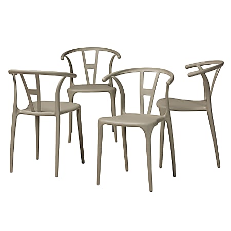 Baxton Studio Warner Dining Chairs, Beige, Set Of 4 Chairs