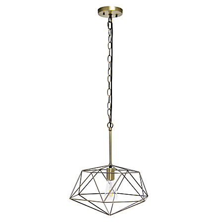 Lalia Home Metal Wire Paragon Hanging Ceiling Pendant Fixture, 16"W, Antique Brass