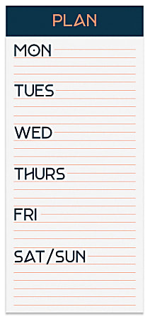 Office Depot® Brand Undated Weekly List Desk Calendar Pad, 4" x 9", Cantaloupe/Navy, ODUS1933-025