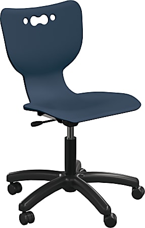 MooreCo Hierarchy Armless Mobile Chair With 5-Star Base, Hard Casters, Navy/Black