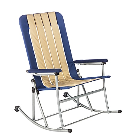 Kamp-Rite Folding Rocking Chair, Tan/Blue