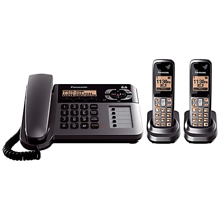 Panasonic® KX-TG1062M DECT 6.0 Digital Dual-Handset Corded/Cordless Phone Set With Digital Answering System