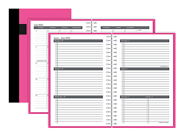Office Depot® Brand Stellar Academic Weekly/Monthly Planner, 8-1/2" x 6", Pink, July 2021 To June 2022