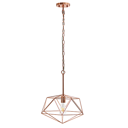 Lalia Home Metal Wire Paragon Hanging Ceiling Pendant Fixture, 16"W, Rose Gold