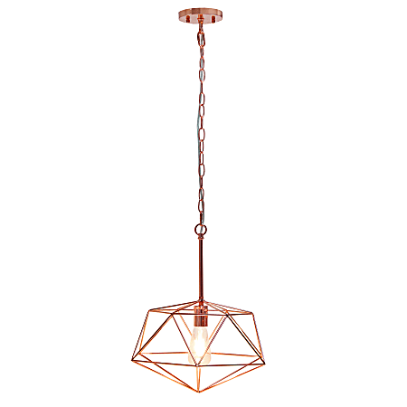 Lalia Home Metal Wire Paragon Hanging Ceiling Pendant Fixture 16 W Rose Gold Office Depot
