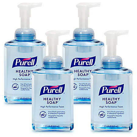 PURELL&reg; High Performance HEALTHY SOAP&reg; Foam, Fragrance Free, 17.4 Oz, Pack Of 4 Bottles