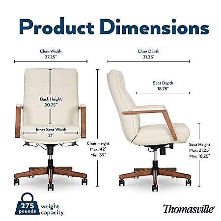 Thomasville Fendley Ergonomic Faux Leather Mid Back Office Chair