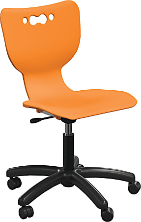 MooreCo Hierarchy Armless Mobile Chair With 5-Star Base, Hard Casters, Orange/Black