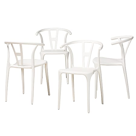 Baxton Studio Warner Dining Chairs, White, Set Of