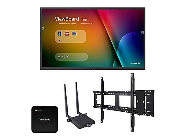 ViewSonic ViewBoard IFP8650-C1 - 86" Diagonal Class LED-backlit LCD display - interactive - with touchscreen - 4K UHD (2160p) 3840 x 2160 - with ViewSonic LB-WIFI-001 Adapter, ViewSonic WMK-047-2 wall mount, ViewSonic NMP660 Chromebox