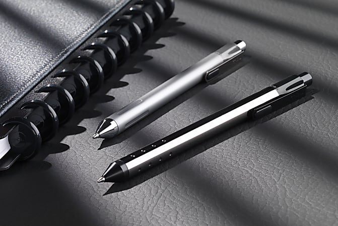 TUL Fine Writing Solid Metal Barrel Retractable Gel Pen with 2 Refills  Medium Point 0.7 mm Rose Gold Barrel BlackBlue Ink - Office Depot