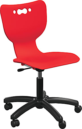 MooreCo Hierarchy Armless Mobile Chair With 5-Star Base, Hard Casters, Red/Black