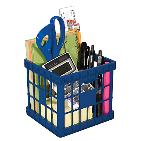 Office Depot® Brand Mini Milk Crate, 5"H x 5 5/16"W x 5 5/16"D, Blue