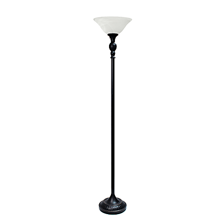 Elegant Designs 1-Light Torchiere Floor Lamp, 71"H, Restoration Bronze/Marbleized White