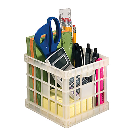 Office Depot® Brand Mini Milk Crate, 5"H x 5 5/16"W x 5 5/16"D, White