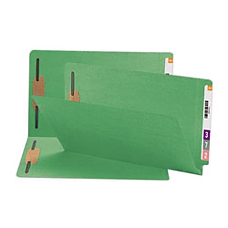 Smead® Shelf-Master® Color Fastener Folders, Legal Size, Green, Box Of 50