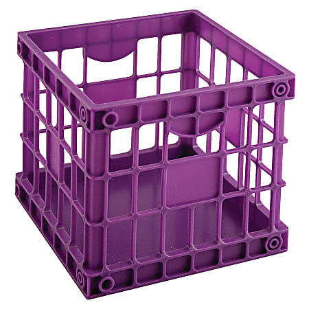 Office Depot® Brand Mini Milk Crate, 5"H x 5 5/16"W x 5 5/16"D, Purple
