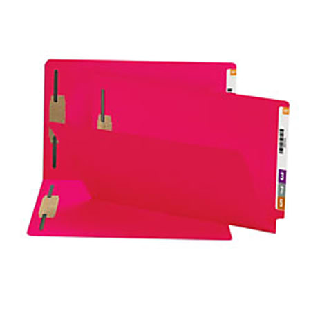 Smead® Shelf-Master® Color Fastener Folders, Legal Size, Red, Box Of 50