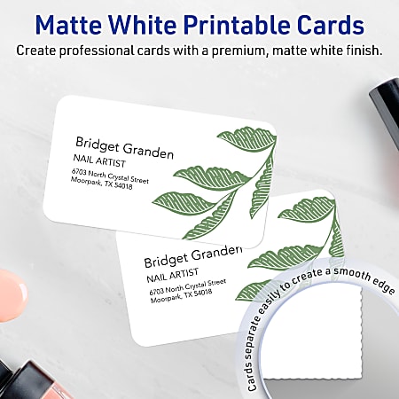 thumbnail image 2 of Avery Printable Business Cards - 2.5x3.5 Inch Rounded Corner Matte White Cardstock, 300 Count 2 of 13