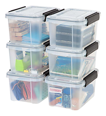 IRIS Weathertight Plastic Storage Containers With Latch Lids 15 38 x 16 x  30 Black Case Of 4 - Office Depot