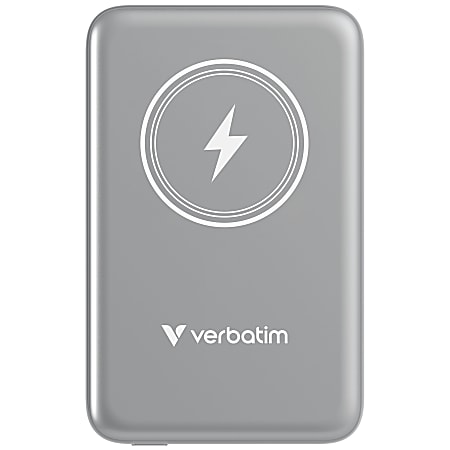 Verbatim Charge 'n' Go Magnetic Wireless Power Bank, Gray, 32249