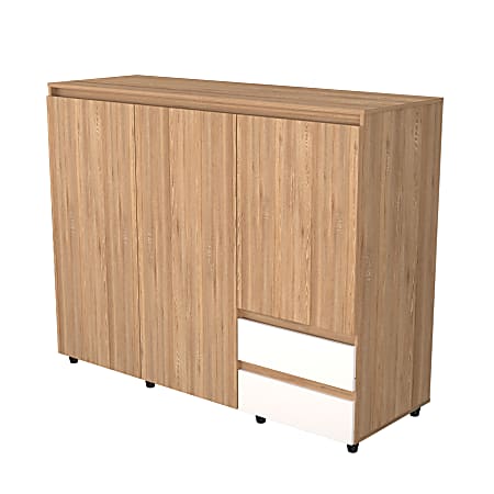 Inval Low Profile 60 W Armoire Wardrobe Amaretto Oak White