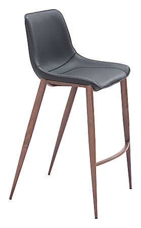 Zuo Magnus Barstools, Black/Walnut, Set Of 2 Barstools
