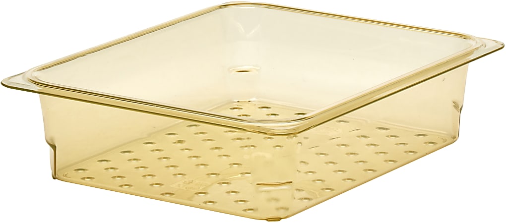 Cambro H-Pan High-Heat GN 1/2 Colander Pans, 3"H x 10-7/16"W x 12-3/4"D, Amber, Pack Of 6 Pans