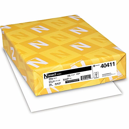 Exact Inkjet Or Laser Index Paper, White, Letter Size (8 1/2" x 11"), Ream Of 500 Sheets, 110 Lb, 94 Brightness