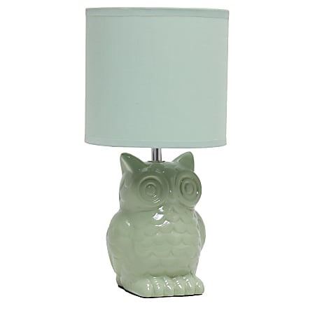 Simple Designs Owl Table Lamp, 12-13/16"H, Sage Green/Sage Green
