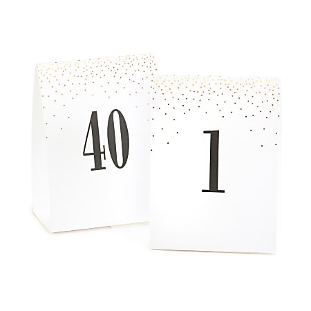 Taylor Table Numbers And Holders, 5" x 6", Gold Dot, Pack Of 40 Numbers