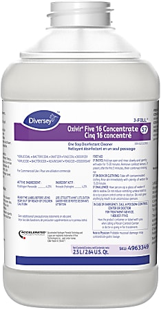 Diversey Oxivir Five 16 Concentrate 1-Step Disinfectant Cleaner, 84.5 Oz Bottle, Pack Of 2 Bottles