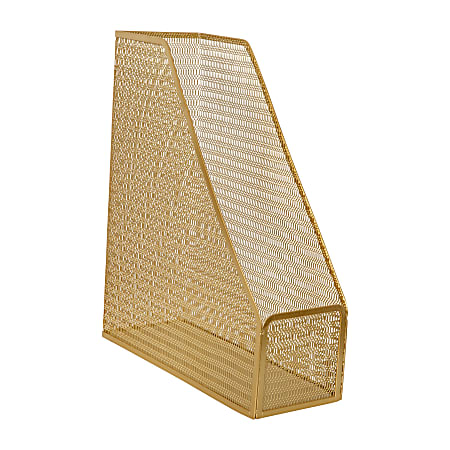 Martha Stewart Ryder Mesh Metal Single-Slot Magazine File Holder Desktop Organizer, 11-1/2"H x 3-3/4"W x 9-3/4"D, Gold