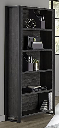 Realspace® DeJori 70"H 5-Shelf Bookcase, Charcoal