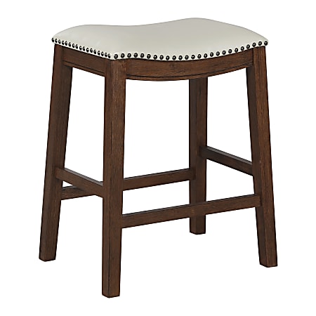 Office Star™ Counter-Height Saddle Stools, Cream/Dark Walnut, Set Of 2 Stools