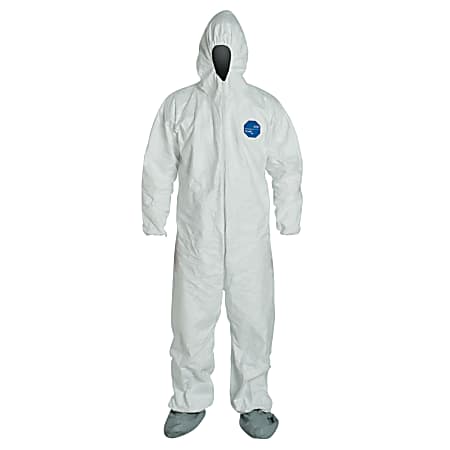 DuPont™ Tyvek® Coveralls With Attached Hood And Boots, X-Large, White, Pack Of 25 Coveralls