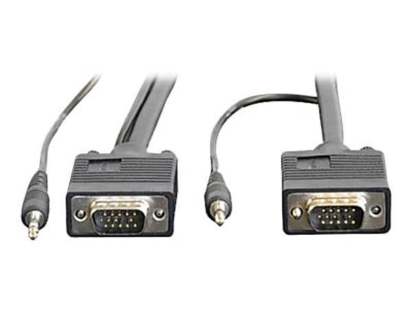 Eaton Tripp Lite Series VGA High-Resolution RGB Coaxial Cable with Audio (HD15 and 3.5mm M/M) 35 ft. (10.67 m) - VGA cable - HD-15 (VGA), mini-phone stereo 3.5 mm (M) to HD-15 (VGA), mini-phone stereo 3.5 mm (M) - 35 ft - molded - black