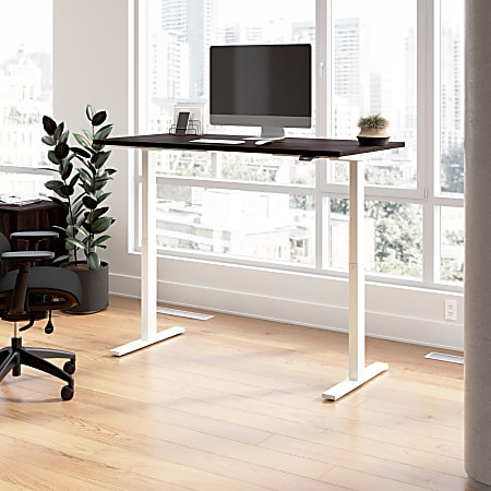 Bush Business Furniture Move 60 Series 60"W x 30"D Electric Height Adjustable Standing Desk, Black Walnut/White Powder Coat, Standard Delivery