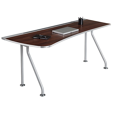 WorkPro® ModOffice™ Left Soft-Edge Desk, 30"H x 72"W x 30"D, Gray/Walnut