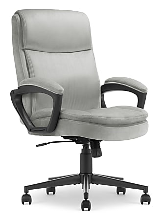 Serta&reg; Comfort Ergo Ergonomic Velvet High-Back Executive Office Chair, Gray/Black