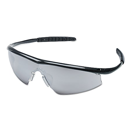 Tremor Protective Eyewear, Silver Mirror Lens, Polycarbonate, Onyx Frame, Nylon