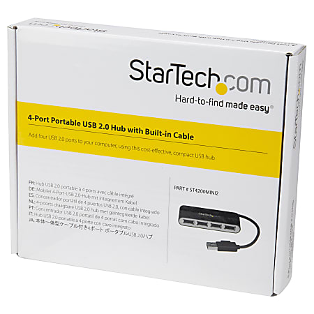 StarTech.com 4 Port USB Hub 4 x USB 2.0 port Bus Powered USB Adapter USB  Splitter Multi Port USB Hub USB 2.0 Hub - Office Depot