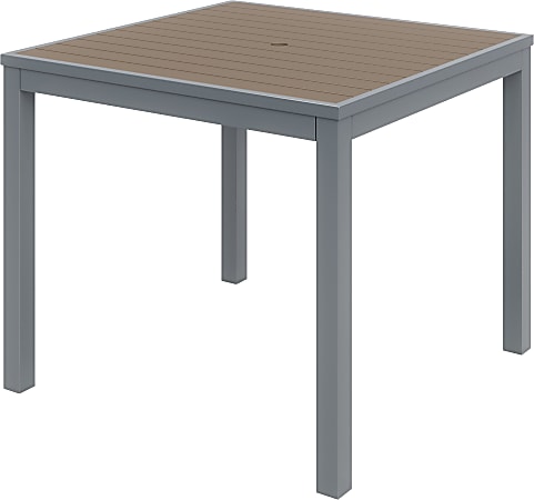 KFI Studios Eveleen Square Outdoor Patio Table, 29”H x 35”W x 35”D, Silver/Mocha